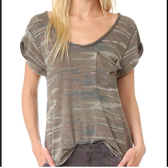 Free People Tops - Free People Distressed Camo T-Shirt